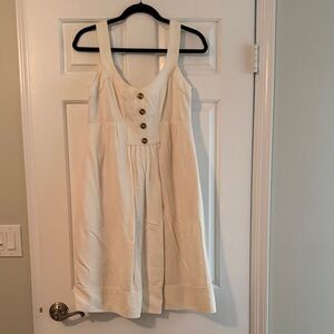 Cream Sleeveless Dress with Button Detail